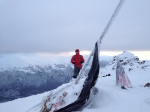 Mike Monterusso at the flag atop Mount POW/MIA